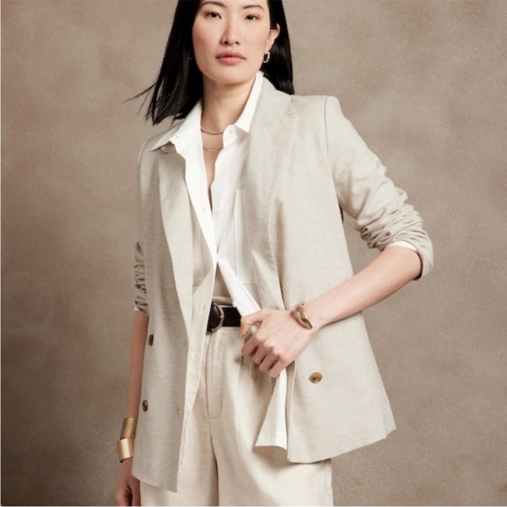 BANANA REPUBLIC DOUBLE BREASTED LINEN BLAZER